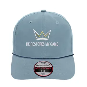 Almighty Attire "He Restores My Game" Performance Rope Snapback Hat - 100% Polyester, Athletic Logo, Golf Style, Logo Block Design, 100% Polyester Hats, Athletic Logo Hats