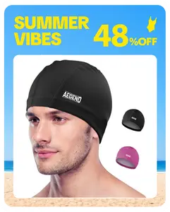 Aegend Unisex Adult Sporty Swimming Cap, 1-Pack High-Elastic Breathable Fabric with Silicone Waterproof Layer for Hair Dryness Protection, 3 Sizes for Summer Use, Sporty Swimming Caps