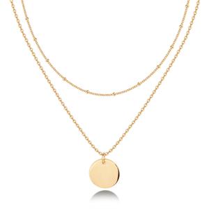 PAVOI 14K Gold Plated Women's Minimalist Layered Coin Pendant Necklace