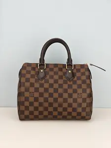 Pre-owned Damier Ebene coated canvas Clutches & Wristlets Louis Vuitton Speedy 25 Damier Ebène Canvas Bag【CT4188】