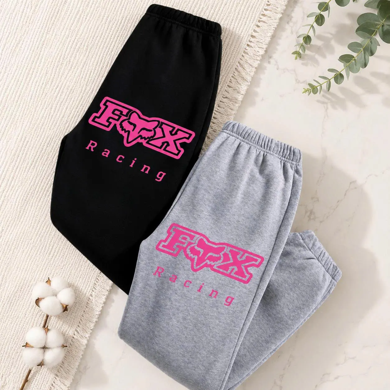 Vintage Fox Racing Pink Logo Sweatpants for Women & Men – Y2K Graphic Baggy Joggers Sweatpants , Streetwear Biker Style, Unisex Gift, Trending 2026