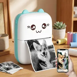 Mini Portable Bluetooth Thermal Sticker Printer Wireless Ink-Free Mobile Photo Printing Tool for Labels Flashcards Receipts with 14 Rolls Paper Value Bundle