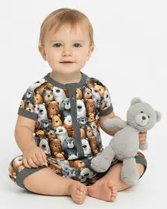 Charlie Play Curious Bears - Bamboo Lyocell Shorty Romper