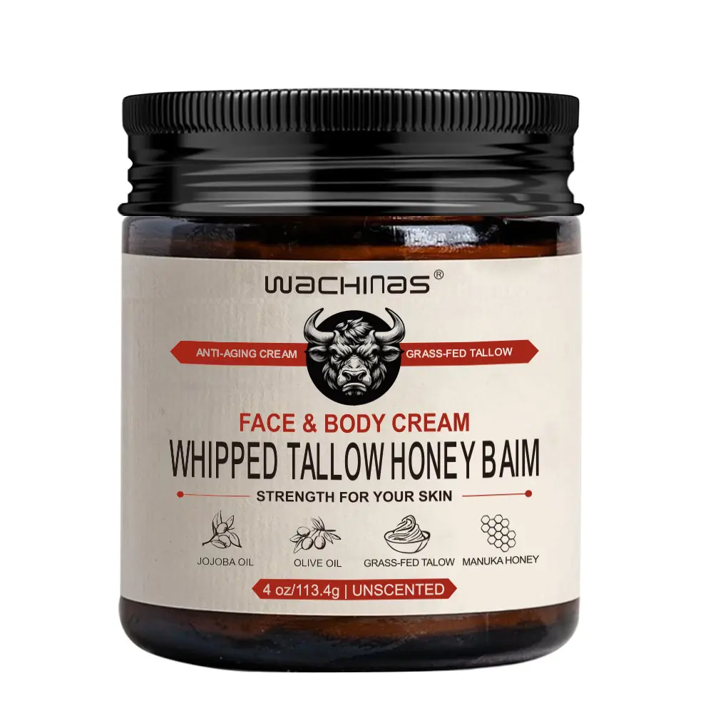 Whipped Tallow Honey Balm - Lightweight Daily Moisture Body Care Moisturizer with Resveratrol & Emu Oil, Hydrating Cream for Dry Sensitive Skin