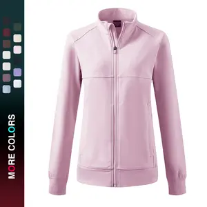 MAELREG Fleece Lined Jacket Women Mock Neck Performance Water Resistant Lightweight Stretch Athletic Jacket with Pockets