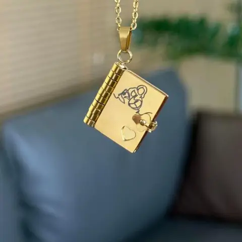 Granddaughter Book Love Heart Necklace Gift, Heartfelt Present for Grandchildren, Unique Jewelry for Special Occasions, Perfect for Birthdays & Holidays, Heart Design Necklace, Heart Shaped Necklace, Sentimental Necklaces, Stainless Steel Necklaces
