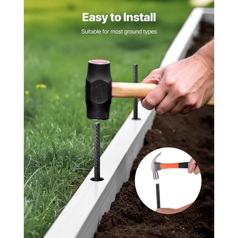 VEVOR Rebar Stakes, 24-Inch, Heavy-Duty 0.47 in Diameter, Straight Galvanized Steel Ground Anchors with Chisel Point End & Rust-Resistant Coating, for Gardening Support, Fence, Camping Tents (20-Pack)