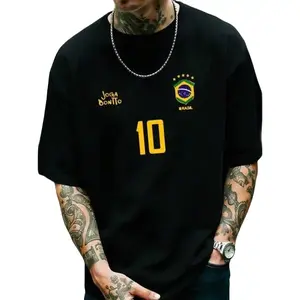 Premium 100% Cotton Blokecore Soccer Tee | Men's Vintage Retro Football Graphic T-Shirt | Number 10 Joga Bonito Crewneck Short Sleeve Shirt, Soft Comfortable Oversized Streetwear Top