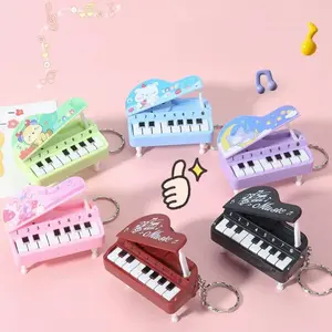 Creative Cartoon Music Electronic Piano Keychains Mini Musical Instrument Piano Pendant Key Ring Funny Birthday Gift