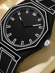 Minimalist Quartz Watch Octagonal Case Line Color Student Couple Daily Versatile Silicone Watch