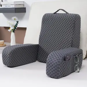 Bed Reading Pillow Back with Arms, Removable Pillowcase for Book Working Gaming Resting Watching TV, Gray/22in