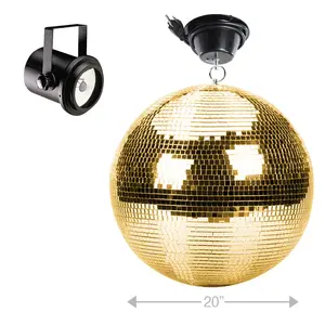 Clutch CL-MB-20-GOLD Mirror Ball Gold - 20" with Motor & Pinspot Light Package