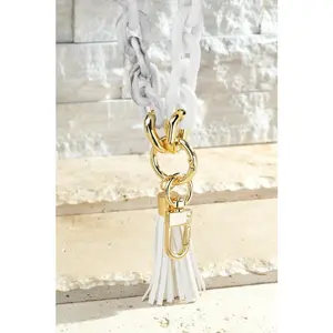 White Marble Two Tone Resin Chain Bracelet Key Chain