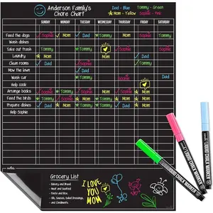 Cinch  Dry Erase Chores Chart for  (17x20 inches, Black) - 6 Whiteboard Markers with