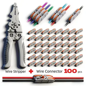 Quick Wire Connection Assortment Kit with Wire Stripper& 50pcs Lever Connectors for 28-12 AWG Wires SafeReliable for Home Office Factory cable
