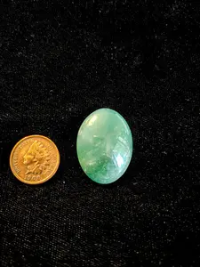 Polished 29x21mm 31.55ct Handcrafted Oval Green Quartz Cabochon