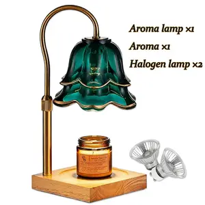 Tulip Candle Warmer Lamp Dimmable Timer Height Adjustable Solid Wood Base Flameless Home Decor Lamp For Bedroom Living Room