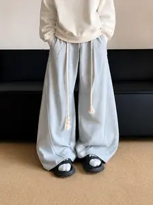 Men's Oversized Baggy Sweatpants, Wide-Leg Joggers with Rope Drawstring, High-Street Hip Hop Lounge Pants Menswear Fabric Drape Classic Balloon Aesthetic Activewear