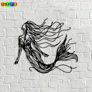 1pc Mermaid Metal Wall Art, Graceful Mermaid Statue Mural, Ideal Gift for Easter, Christmas, Ocean Theme Enthusiasts, Weather-Resistant Metal Wall Decor Wall Sculptures, Perfect for Bedroom Wall & Garden Fence, Unique Home Decor Accent