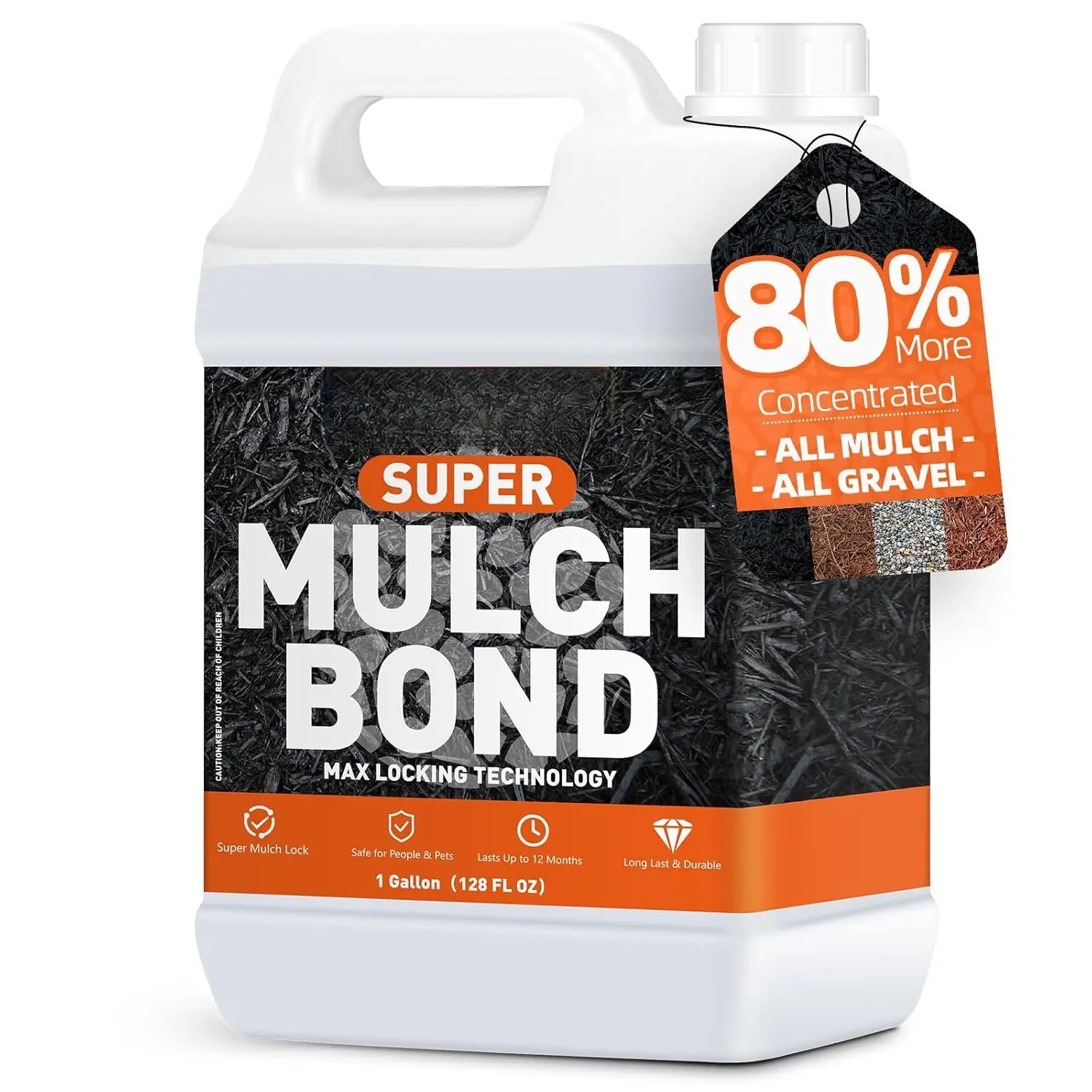 Mulch Bond, 1Gallon Rock Glue for Landscaping Heavy Duty Gravel Binder & Stone Adhesive, -Drying, , Weather-Resistant,  Hold for Slopes, Walkways, Mulch Hold & Pine Straw