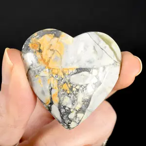 1.7in Maligano Jasper Heart Palm Stone, Indonesia 14