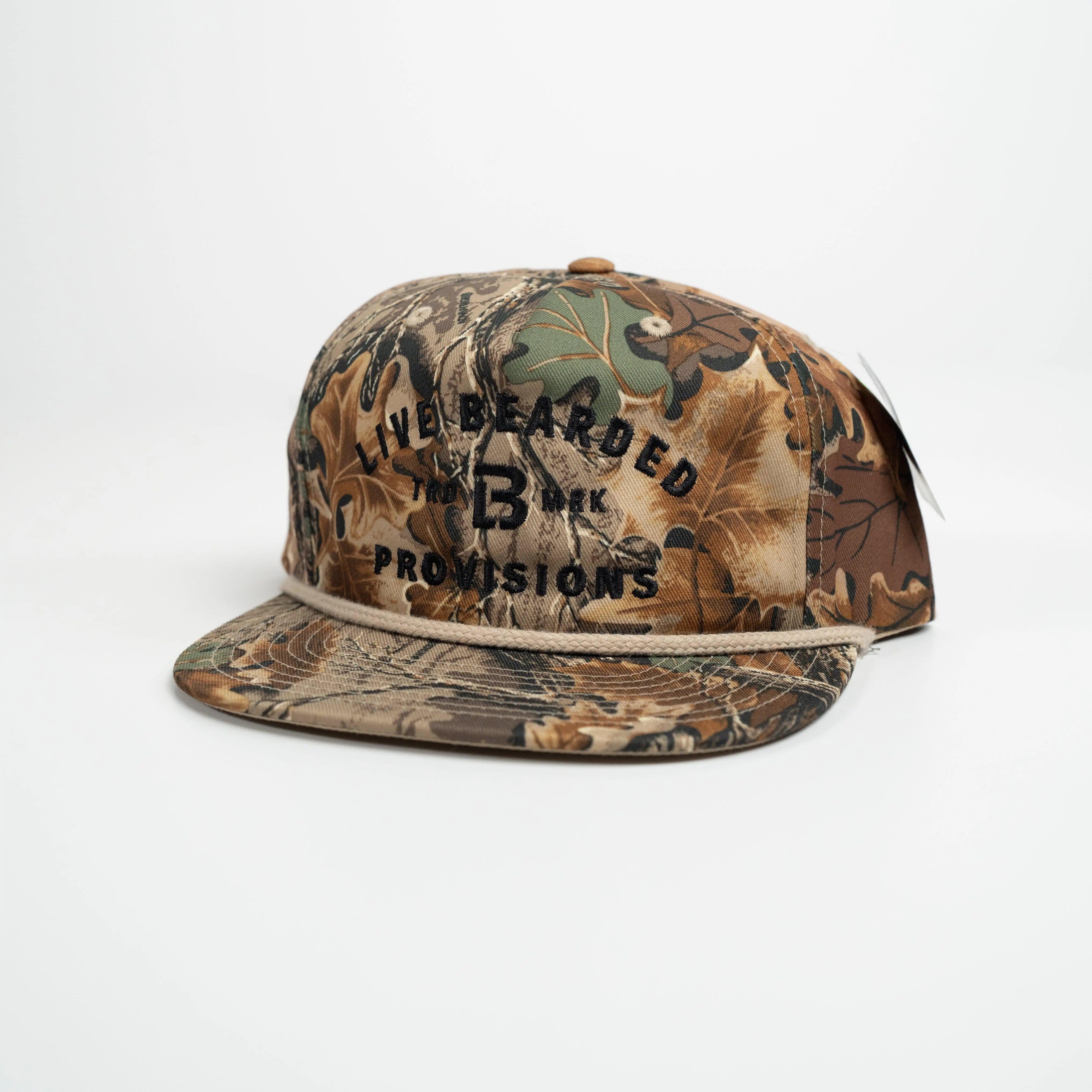 Live Bearded Men’s Camo Snapback Hat - Official Realtree Advantage Camouflage Embroidered Curved Bill Cap