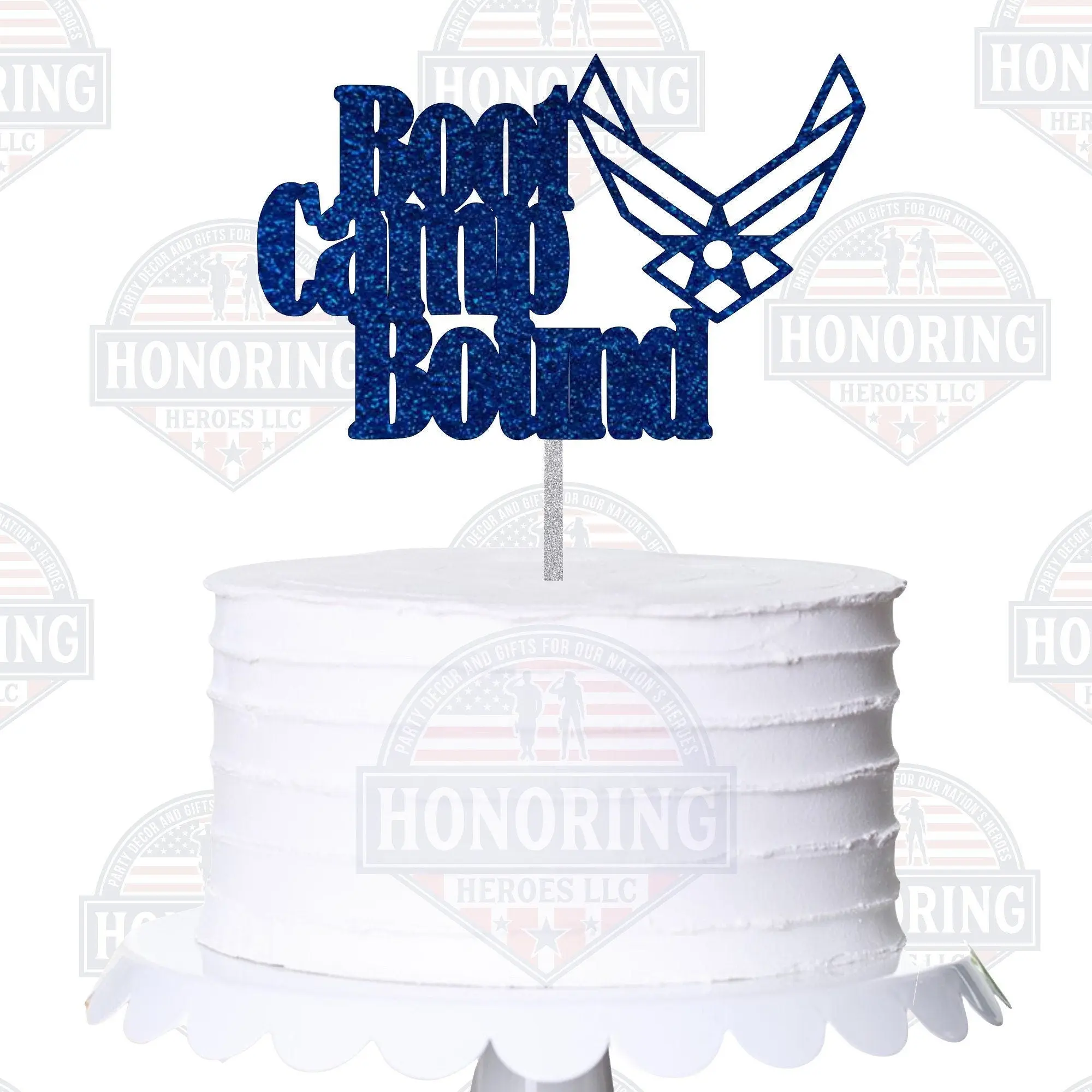 Air Force Bootcamp Cake Topper, Glitter Enlistment Party Decor NO SHED!