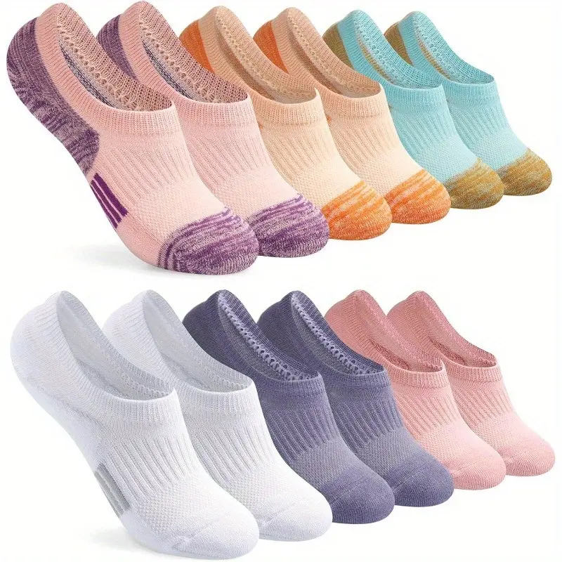 Women's 6-Pair Seamfree Cushioned Low-Cut Thin Invisible Athletic Liner Socks, Ideal for Sneakers, Ankle Running, Thin Ankle Socks, Low-Cut Ankle Socks