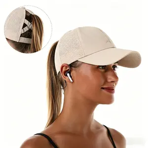 Women's 2-Piece Cross Ponytail Baseball Cap - Breathable Mesh, Quick-Dry, UV-Protective, Lightweight Casual Visor Hats for Women, Comfortable Outdoor Headwear for Hiking, Daily Casual Wear