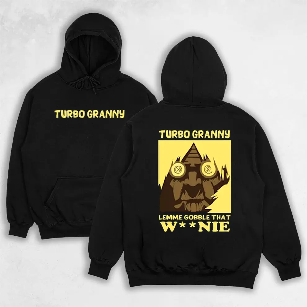 Retro Vintage Turbo Granny x Black DAN DA DAN Anime Oversized Double Printed Shirt, Anime Manga, Heavyweight Cotton, Gift For Anime Fan,   Manga Lover Hoodie Menswear