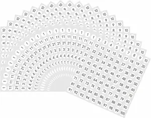 Dot Stickers Inventory Storage 2000pcs 1 to 100 Number Labels 0.4 inch Round Organizing,Boxes, Bins, Toolbox, Locker - 20 Sheets (White)