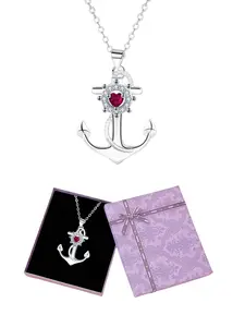 "Anchored Heart Diamond Glow" - Vintage Anchor Pendant Gemstone Necklace Perfect for travel enthusiasts and sailors. Ideal Valentine's Day gift for the adventure-loving her.