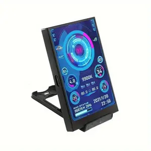 1pc USB Monitor with Type-C Cable, 3.5-inch IPS Display, Portable Computer Screen for CPU GPU RAM HDD, Includes AIDA64, Plastic, Black