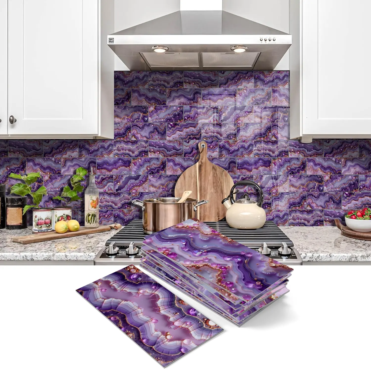 Classic Marble Pattern Decorative Wall Sticker Set, Heat Resistant PVC Tile Sheets, Easy Peel & Stick Installation, Ideal for Kitchen, Bathroom, Laundry Areas, Marble Backsplash Wallpaper
