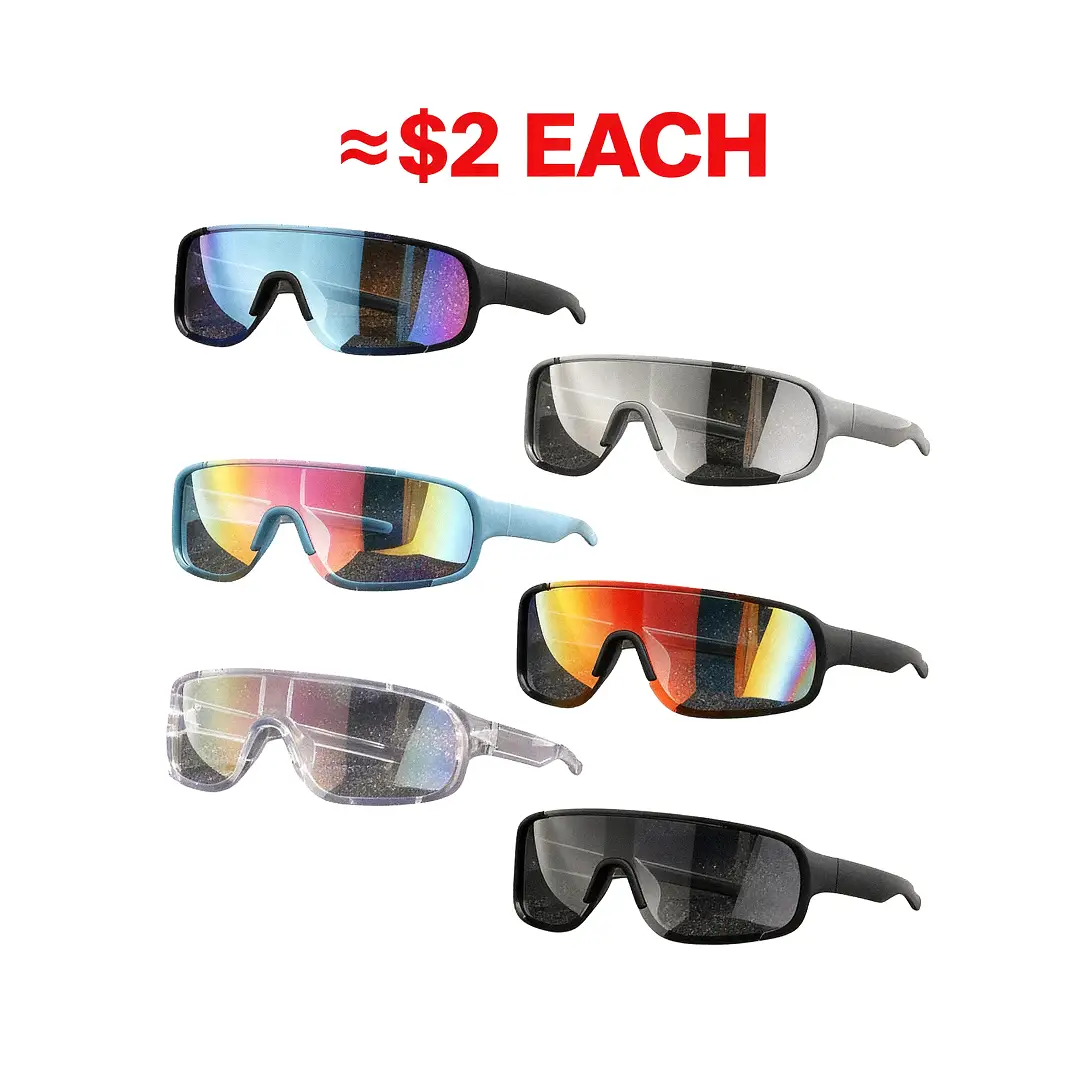 Paleshy 6 Pack Sports Sunglasses, UV400 Protective Wraparound Eyewear for Cycling/Running/Hiking, Lightweight, Assorted Colors
