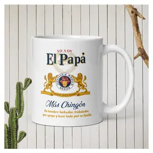 [Sale Up To 40% + Freeship] El papa mas chingon regalo para papa White glossy mug gift for dad double sided.