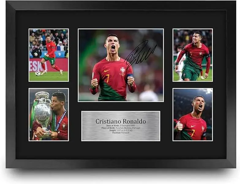 Cristiano Ronaldo Portugal Signed Autograph Photo Display of Printed Memorabilia for Football Fans and Fans
