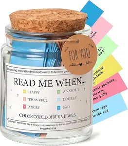 Bible Verses in a Jar, 1 Bible jar and 90 colored Bible scripture cards Colorful Inspirational Bible Verses Decorative Bible Accessories Suitable for Religious Believers