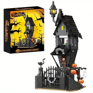 Nightmare Before Christmas Halloween Jack AndSally Haunted House Building Set With LED Lights551 Pcs Creative Holiday Toy Set Gift For Fans, Friends, And Children