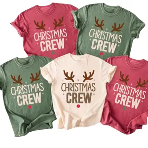 Christmas Crew Shirt Comfort Color, Matching Family Christmas Tee, Reindeer Antlers Holiday Shirt, Funny Group Outfit, Cozy Christmas Party Tops USA