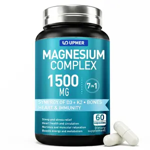 UPMER Magnesium Complex for Men | Multi-Source Magnesium with D3 & K2 | Stress, Sleep, Muscle & Heart Support | 60 Capsules Fitness Edible