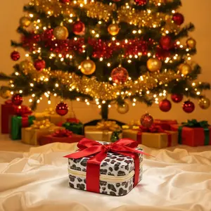 Leopard Print Jewelry Box Travel Makeup  Portable Zipper Mini Case with Compartments for Rings Earrings Necklaces Teen Girl Gifts Bathroom  Room Organization Christmas Gifts New Year Gifts - Smooth coffee bar organizer office cable desktop car storage