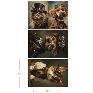 Exclusive A3 Decoupage Fiber Pack - Favorite Pets - 3 sheets, 11.7"x16.5" each