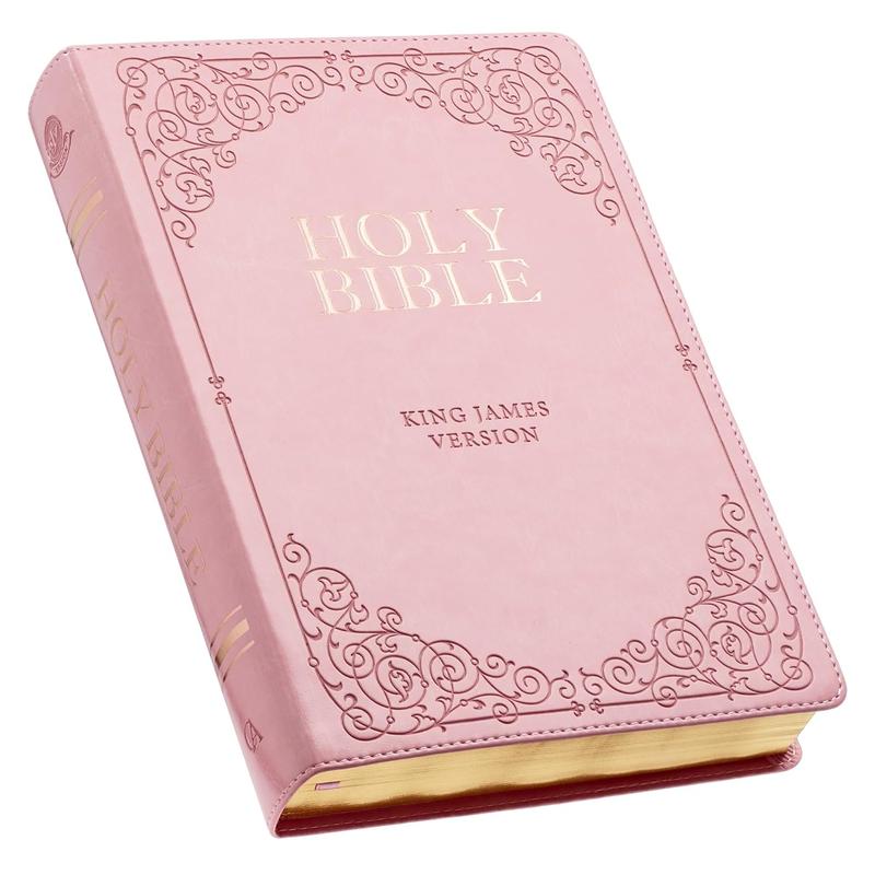 KJV Holy Bible, Giant Print Full-size Faux Leather Red Letter Edition - Thumb Index & Ribbon Marker, King James Version, Pink Imitation Leather – Large Print, March 1, 2020