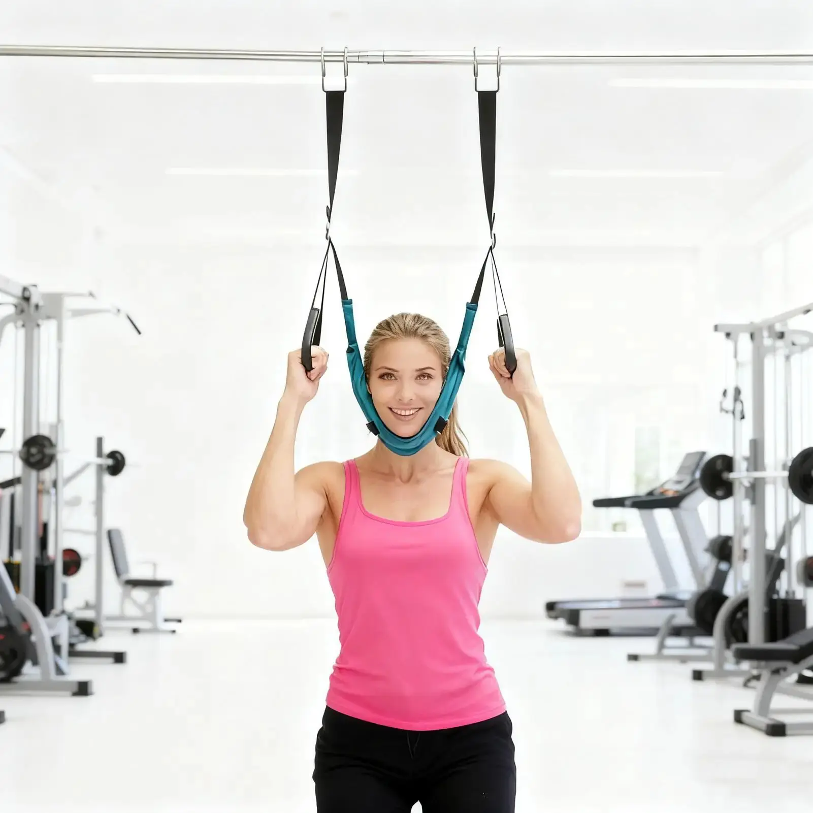 Suspended Household Door Cervical Spine Stretching Belt, Adjustable Posture Correction, Neck Brace, Soothing Neck Pressure, Easy Installation, Material Wear-resistant, Strong Load-bearing Capacity, Safe and Stable, Suitable for Families or Horizontal Bars