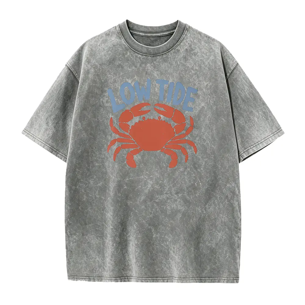 Low Tide Shirt, Coastal Summer Tee, Vintage Crab Shirt, Beach Vacation Graphic Tee, Oversized Seaside Shirt