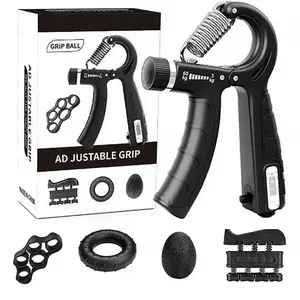 On-the-Go Grip Strengthener Adjustable Hand Trainer for Anytime Forearm Workouts with Resistance and Multiple Accessories for Office Fitness