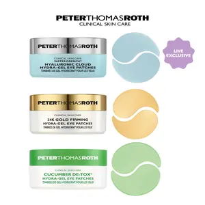 Peter Thomas Roth Hydra-Gel Eye Patch Trio Skincare Bundle, Water Drench Hyaluronic Cloud, 24K Gold Firming, Cucumber De-Tox, Eye Patches, 90 Pairs of Eye Masks