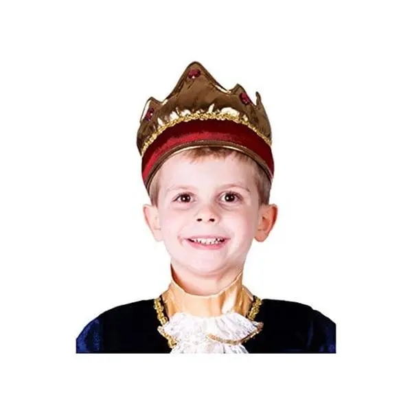212 MAIN Men's Exquisite Red Crown - Adjustable Elastic Band Fit, Jewel Accents with 3 Gems for Special Occasions, Costumes & Accessories