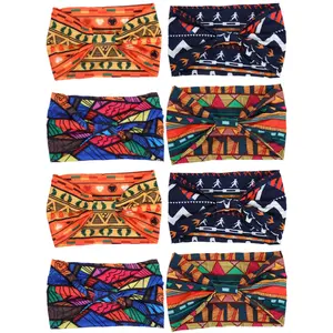 [Non-Slip Headbands] 8pcs Bohemian Non-Slip Headbands for Women and, Floral Knotted Elastic Headbands for Yoga, Workout, Running